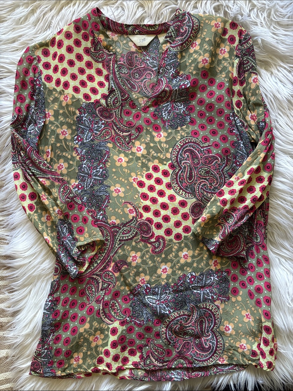 Women's Paisley Floral Long Sleeve Tunic Top